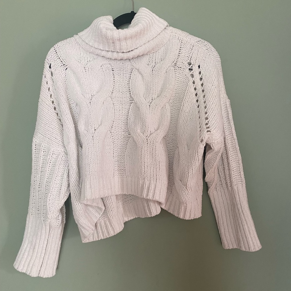 Chunky white cowl neck sweater